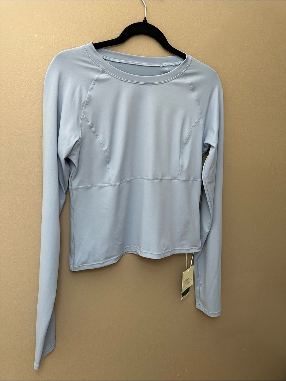 NWT Halara Light Blue Long Sleeve Cropped Athletic Workout Top size large